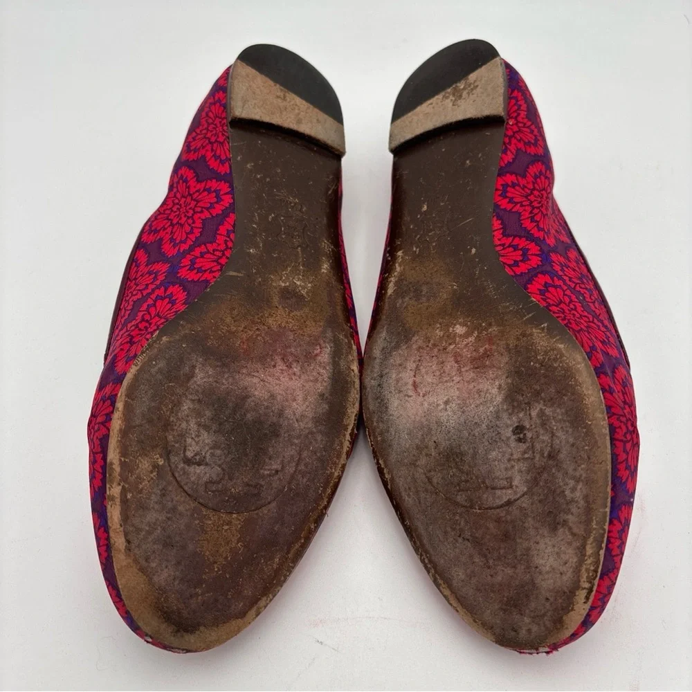 Tory Burch Red‎ and Purple Floral Loafers